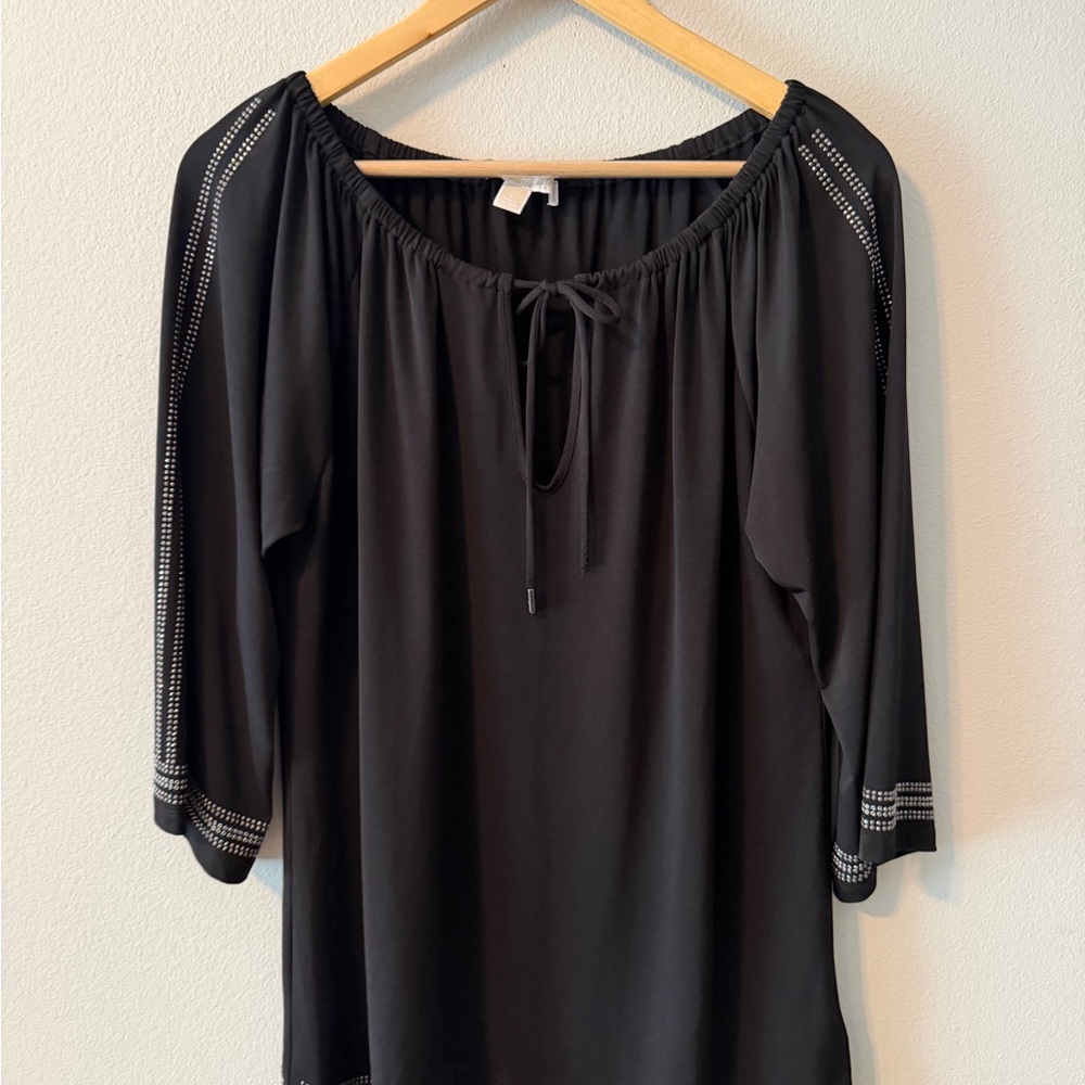 Michael Kors Black Blouse with Embellished Sleeves